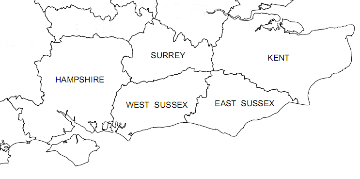 Pest Control Map East Sussex, West Sussex, Hampshire, Kent Surrey